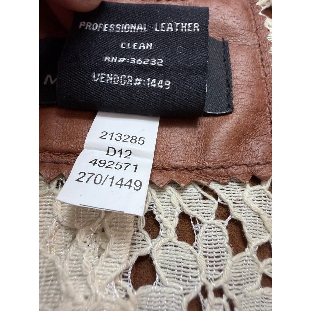 Moda International Brown Leather Peplum Jacket Vintage Y2K Women’s XS - Picture 7 of 9
